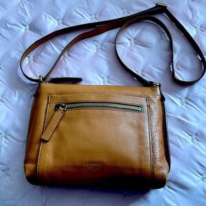 Fossil Tan Leather Crossbody Bag